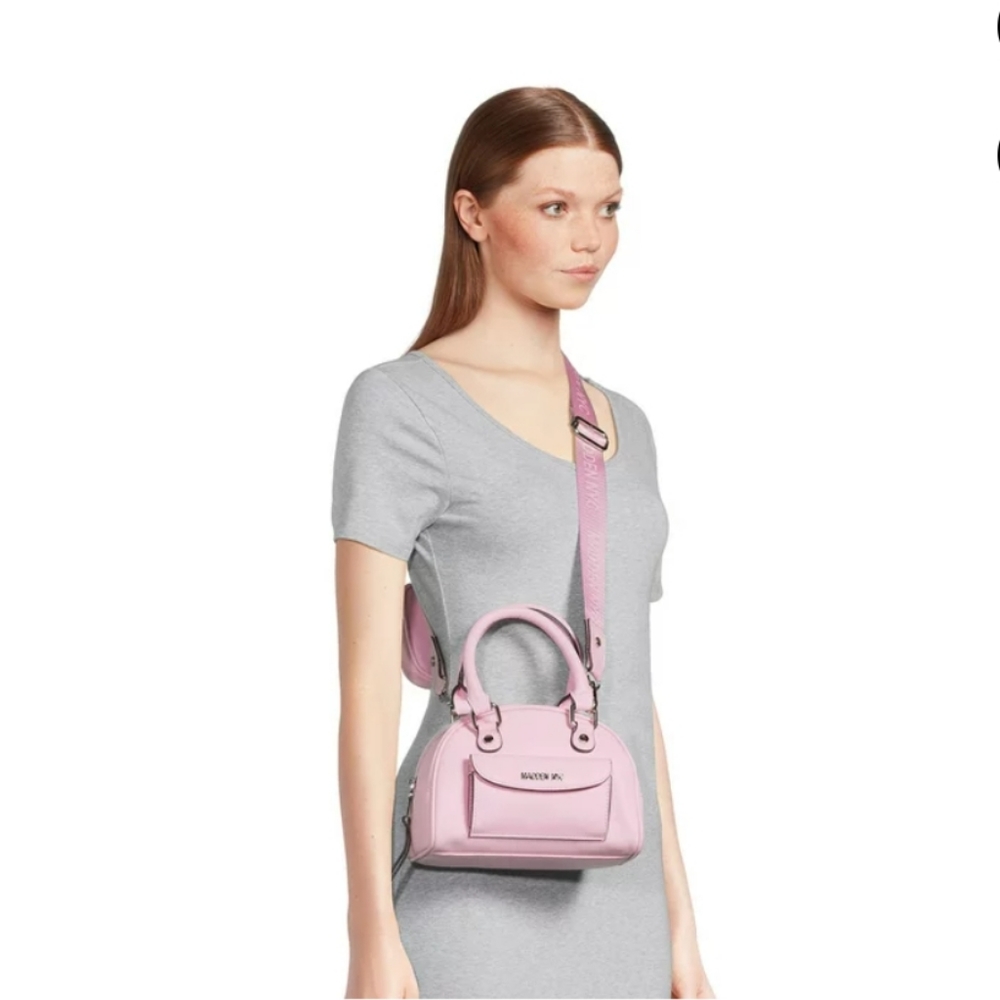 Pink Madden NYC Mini Bowler Handbag With Removable Pouch - Picture 11 of 11